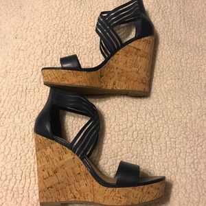 Steve Madden Blue Cork Wedges